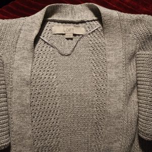 LOFT Sweater, Size M, Beige Or Tan Color, Knitted, Long Sleeve, Open Cardigan